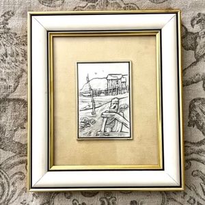 VINTAGE 925 STERLING SILVER 3D RELIEF COLLECTIBLE ART PLAQUE SIGNED KUSMAN